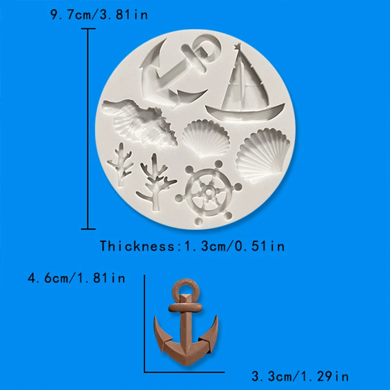 Marine series shell silicone mold conch starfish silicone mold pirate scallop silicone mold baking cake decoration mold.