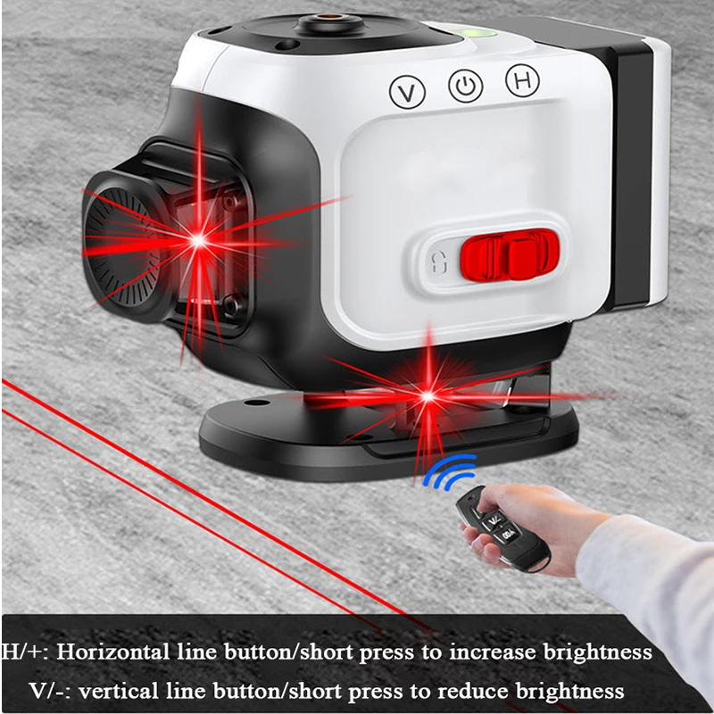 12 Lines High Precision Powerful Red Laser Level Self Leveling 360° Horizontal Vertical Super Red Laser Level Construction Tool