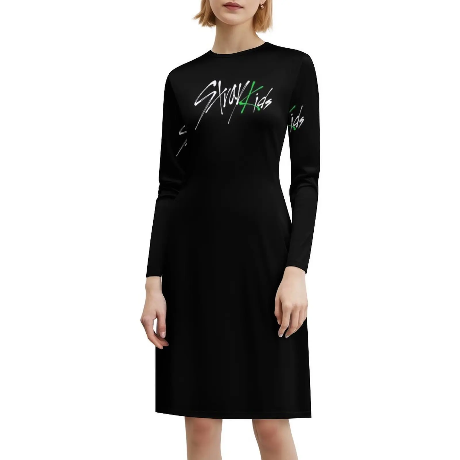 فستان على الطراز الكوري بشعار للنساء فستان كاجوال أنيق للحفلات أو فساتين الحفلات اليومية