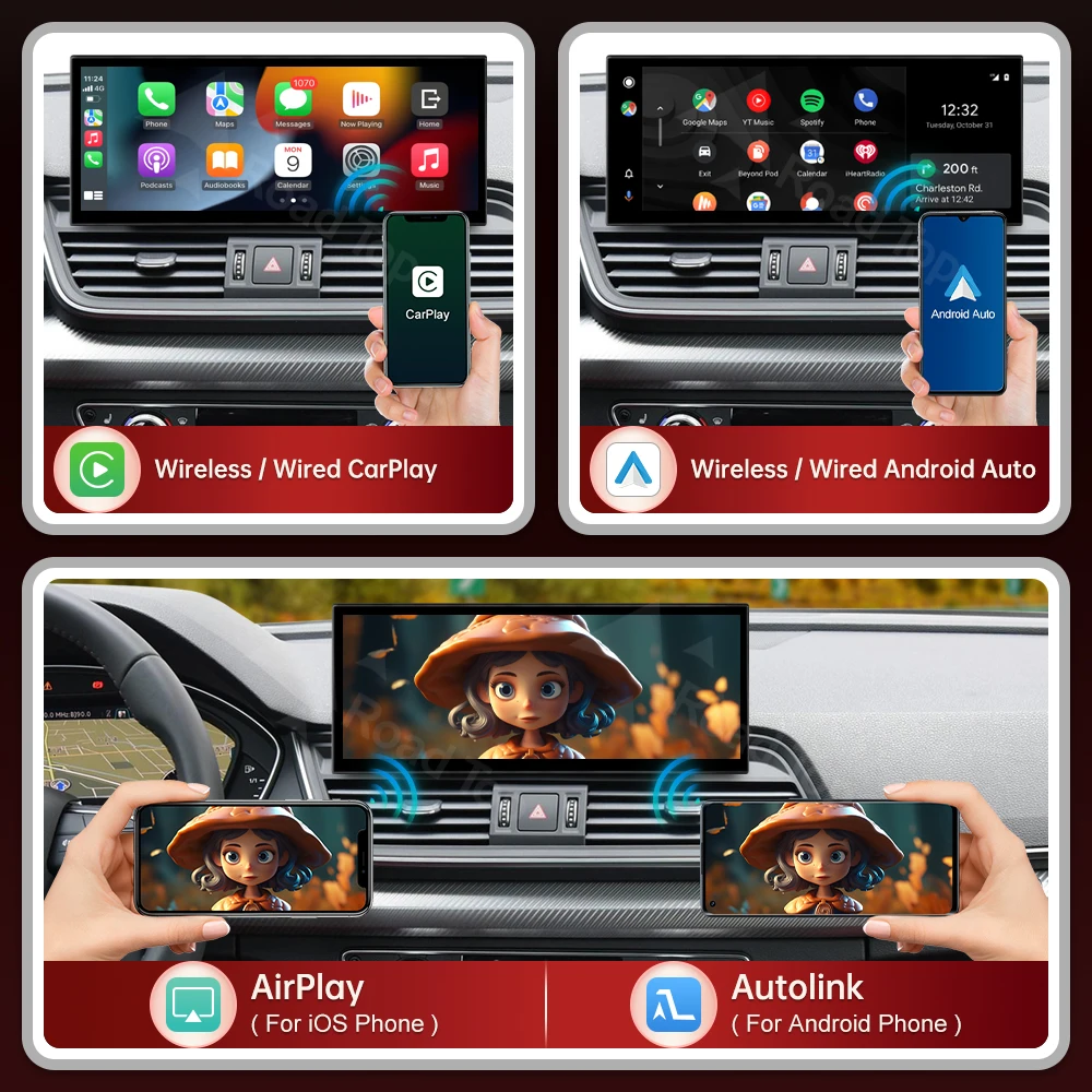 Para Audi Q5 2018-2019 Sistema MIB2 RoadTop 12.3 Pantalla Multimedia Inalámbrica para Auto con CarPlay, Android Auto, Airplay y Función Autolink 5