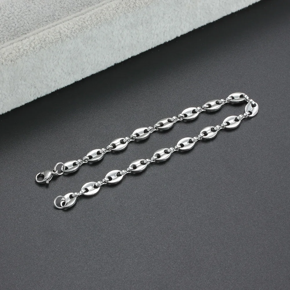 سوار سلسلة ربط حبوب البن من الفولاذ المقاوم للصدأ للرجال والنساء ، مجوهرات جذابة للرجال والنساء ، هدية يد هيب هوب ، 6-9 بوصة ، 316L