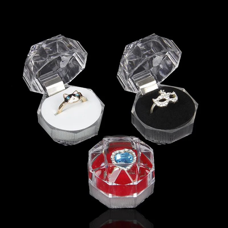 20pcs Acrylic Crystal Ring Boxes for Wedding Jewelry
