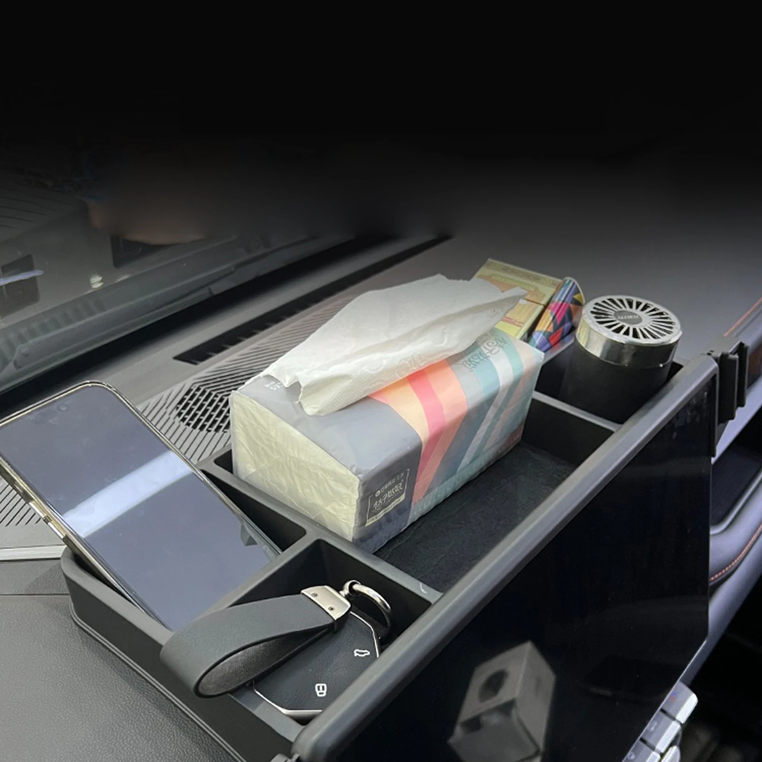 For Jetour Freedom Shanhai T1 2024-2025 Center Console Navigation Screen Phone Holder with Storage Box Tray Smartphone Cradle