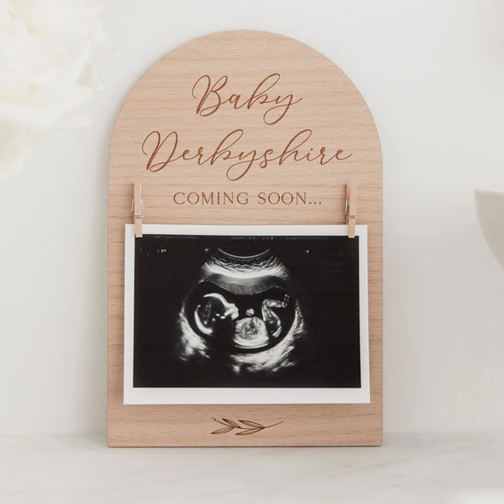 علامة إعلان الحمل الشخصية |   لوحة خشبية لتاريخ التيار l إطار مسح للأطفال منقوش |   قرص دعامة صور الوسائط الاجتماعية