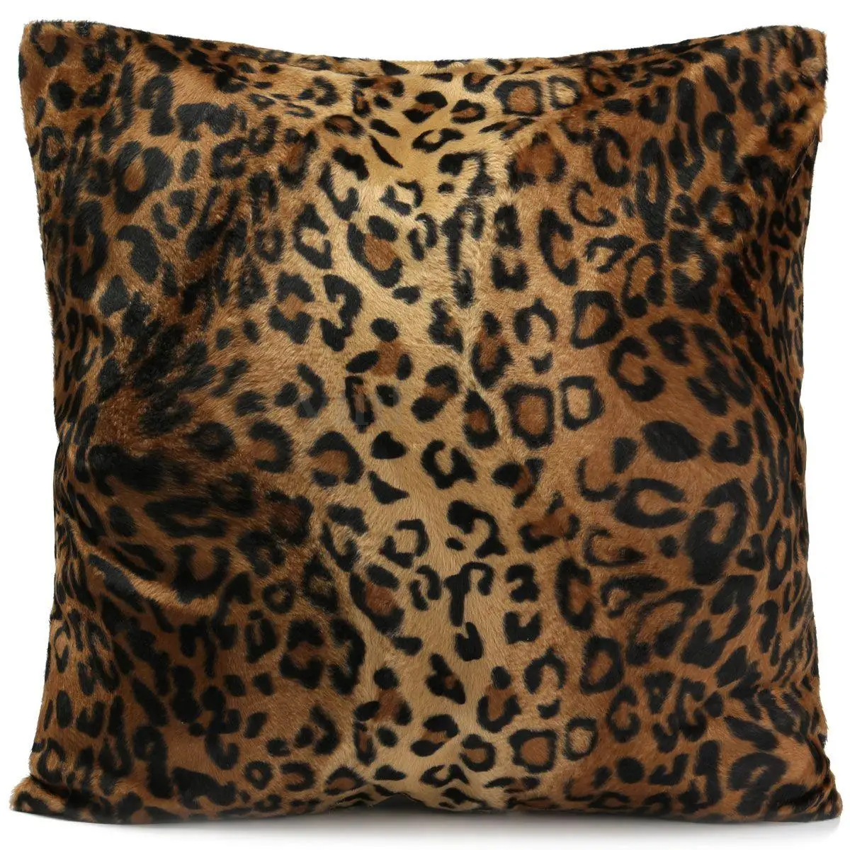 Leopard Pattern Short Plush Cushion Cover Square Animal Pillowcase for Home Office Decorative Use
