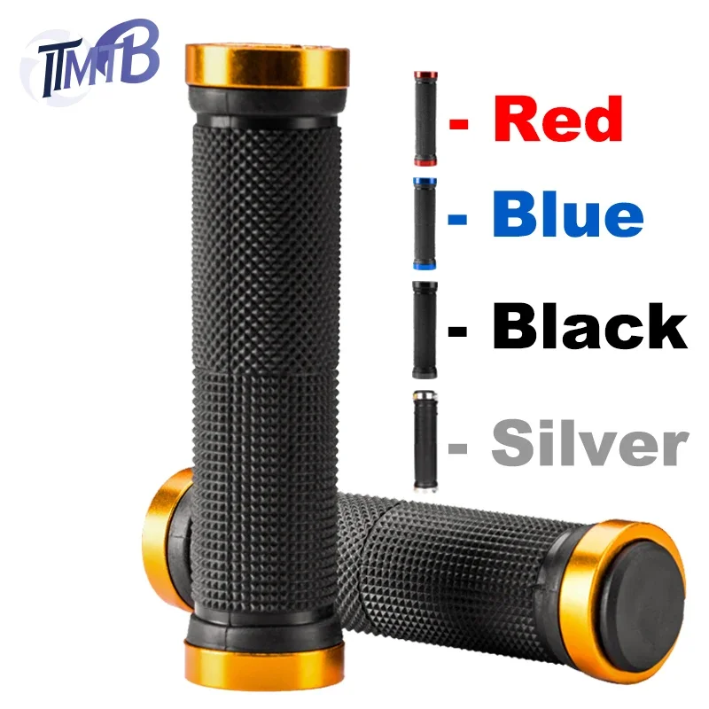 ITMTB PE Rubber MTB Grips Alloy Cuffs Bilateral Lock Bicycle Handle Grip Anti-skid Cycling Handlebar Sleeve BMX Bike Accessories