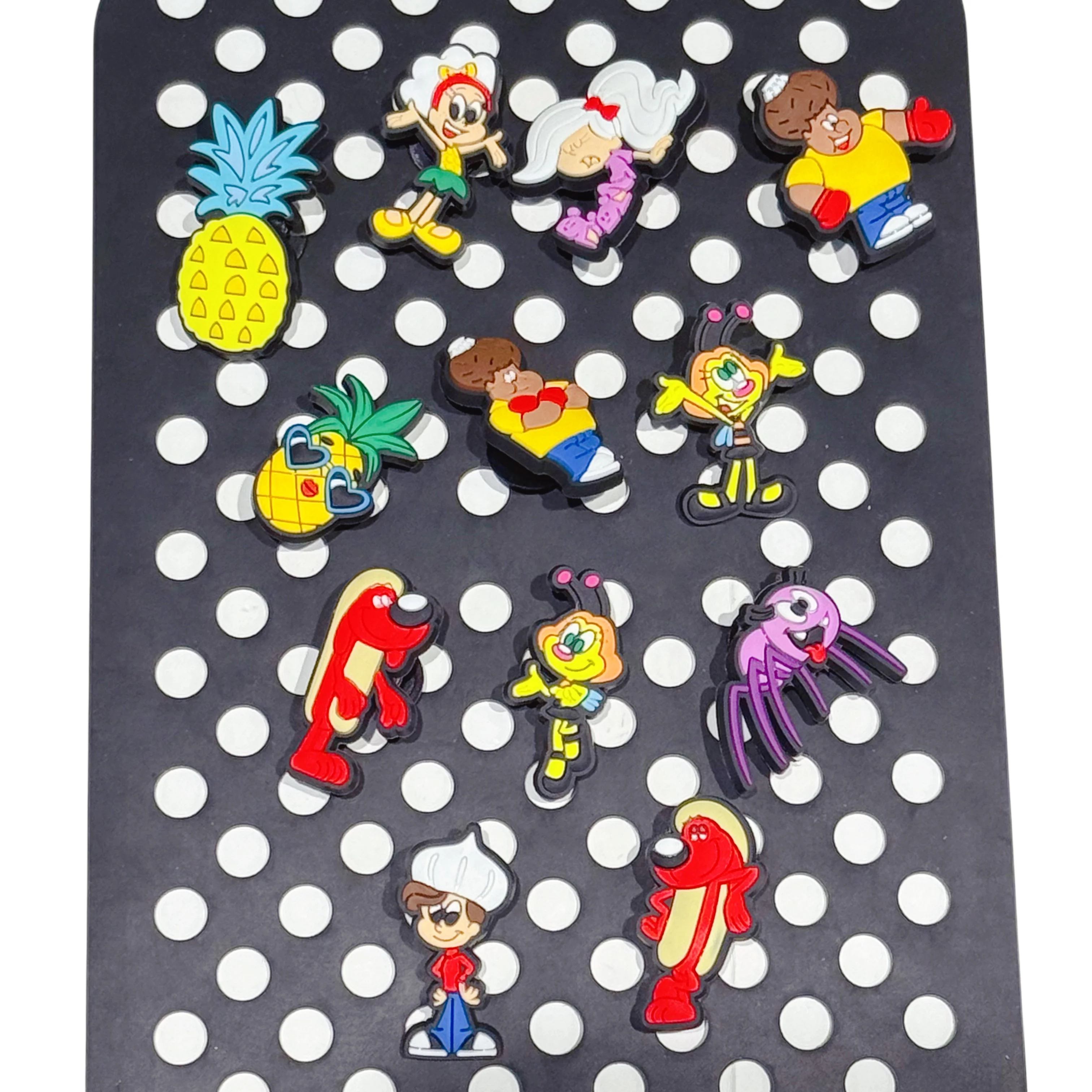 1-12Pcs Pineapple Girls Dog Shoe Charms Popular Cartoon Roles PVC Shoes Button Decoration For Birthday Gifts