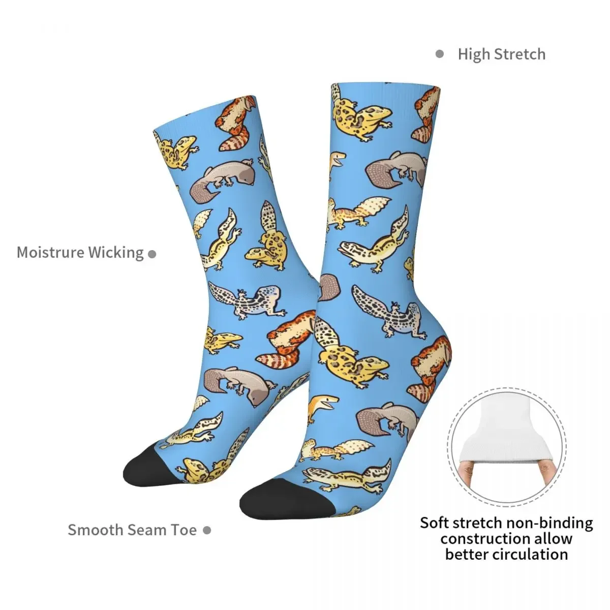 Chub Geckos In Blue Socks Harajuku High Quality Stockings All Season Long Socks Accessories for Man's Woman's Gifts