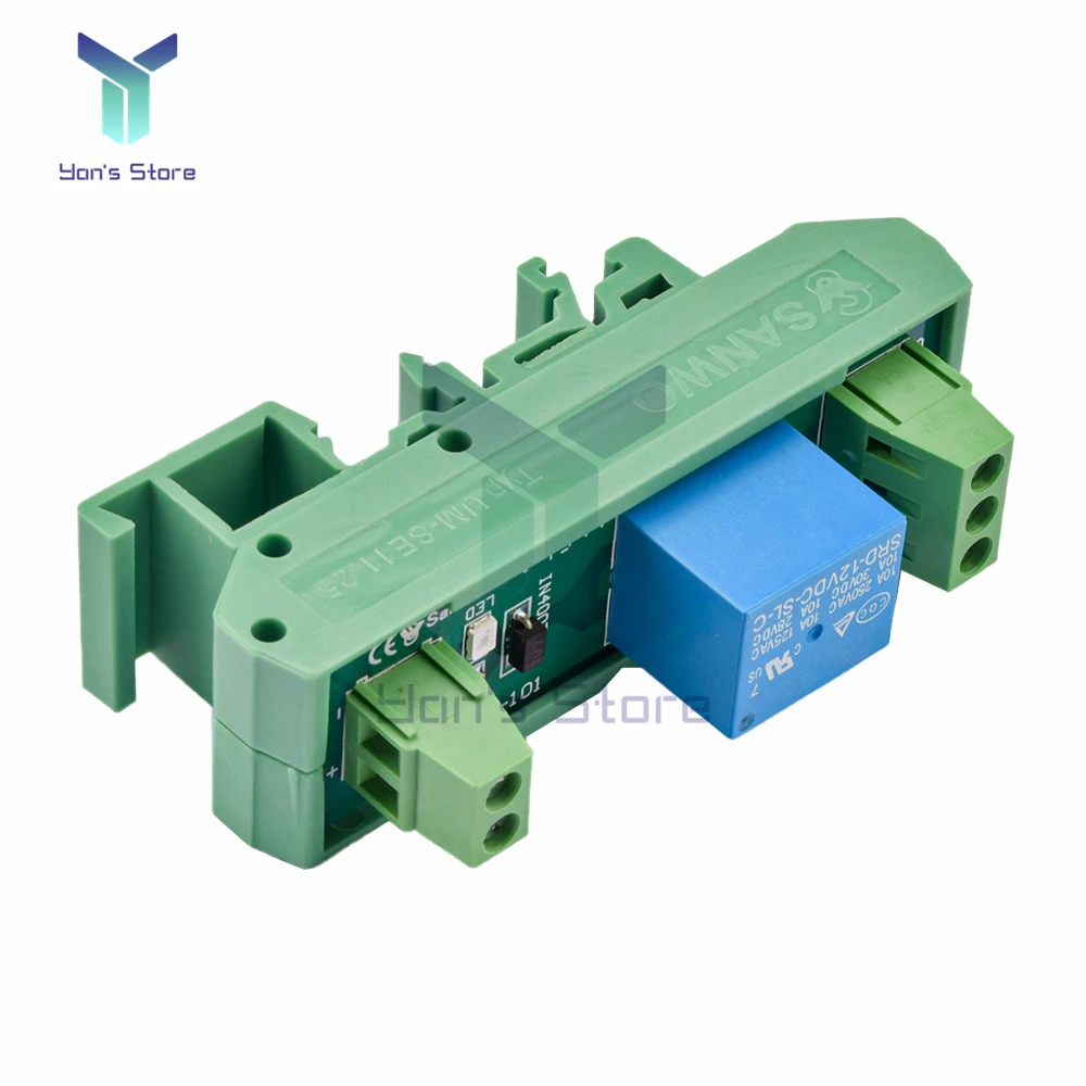 5V 12V 1 Channel Relay Module with DIN Rail Mount SRD-05VDC-SL-C SRD-12VDC-SL-C 10A 250VAC Relay PNP NPN Compatible 1NO 1NC