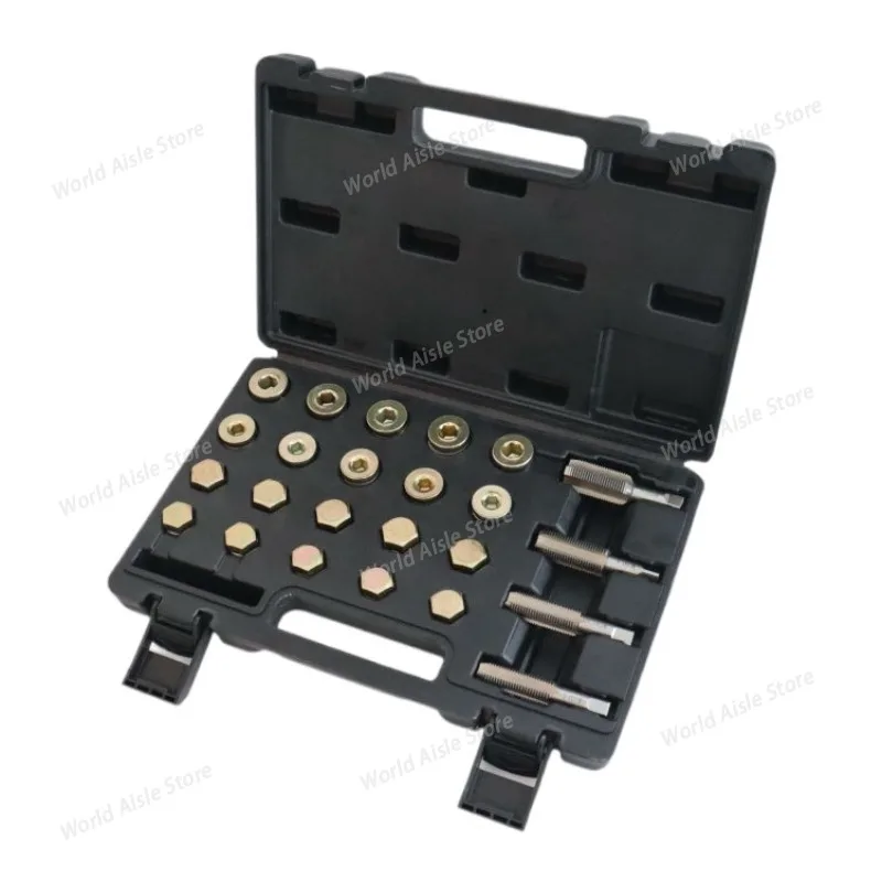 64PCS Oil Pan Thread Repair Tool Kit - For Repairing Drain Plug Threads on Car Oil Pans