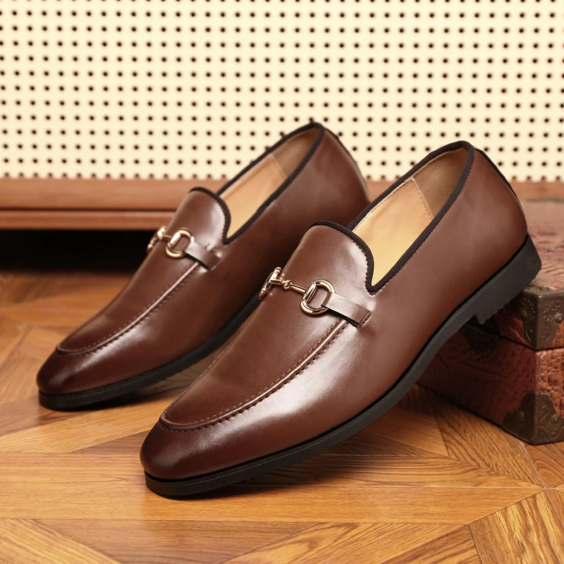 Men Fashion Formal Shoes Black Brown PU Lightweight and Comfortable Business Office Lefu Shoes Gentleman Social Shoes Men Shoes