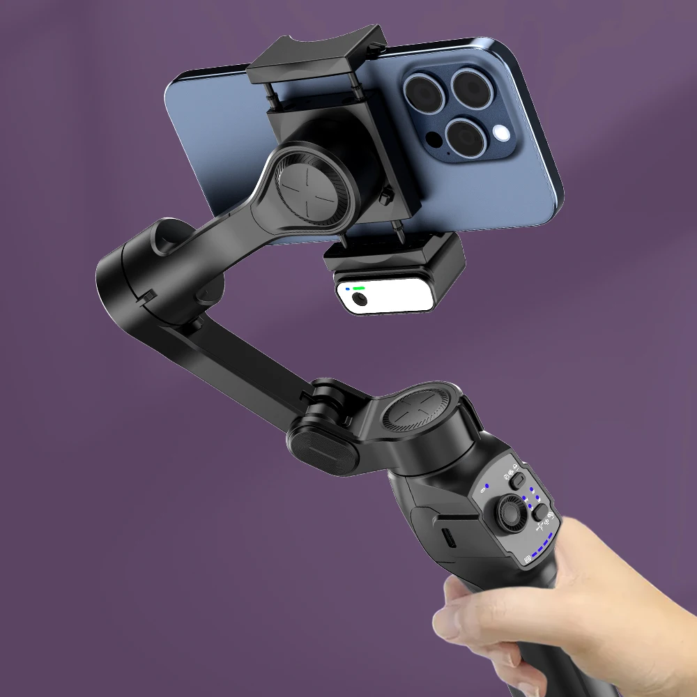 3-Axis Handheld Gimbal Stabilizer for Smartphone with AI Fill Light for iPhone Android Face Tracking Tiktok Vlog 3600mAh