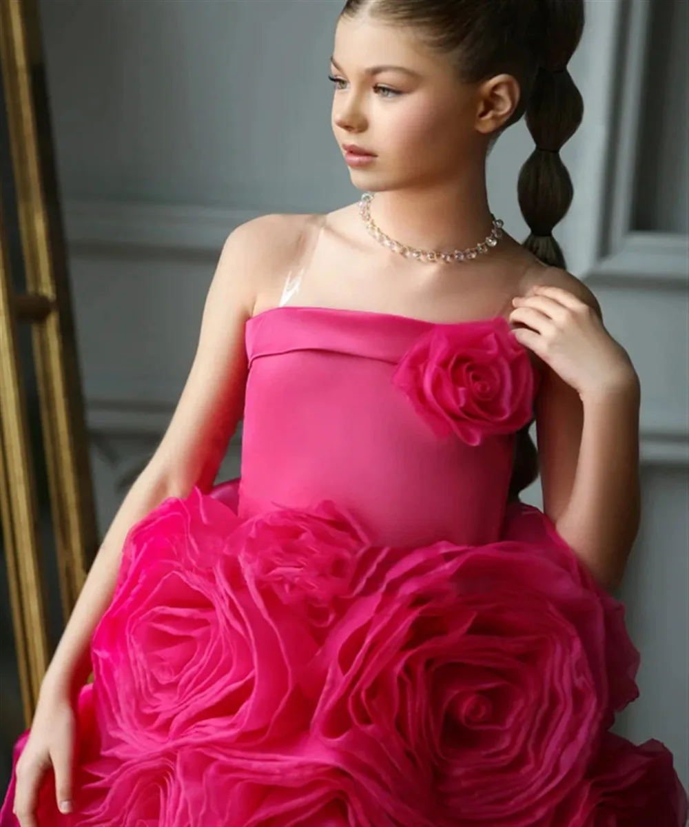 Baby Kids Princess Flowers  Flower Girl Wedding Dress Children First Communion  Ball Gown Birthday Party Dress Customized