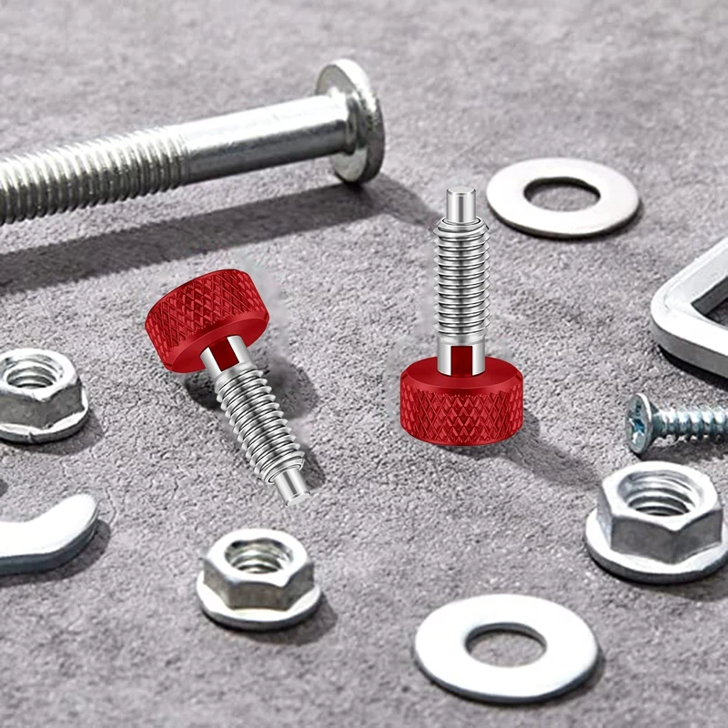 Red Hand Retractable Spring Plunger With Knurled Handle M6 Type Quick Release Pins For Rolling Toolbox