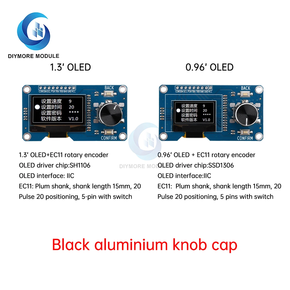 Layar OLED 0.96/1.3 inci EC11 modul encoder putar antarmuka IIC