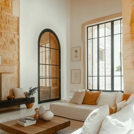 Villa Interior Luxurious French Door Retro Design Arched Shape French Entrance Doors Easy To Install French Style Glass Doors