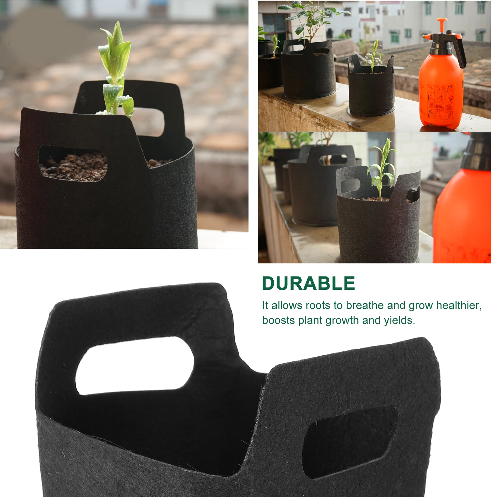

5pcs Universal Planting Gardening Bag Heavy Duty Nonwoven Fabric Pots For Herbs Vegetables Succulents Nursery Plants Non-Woven