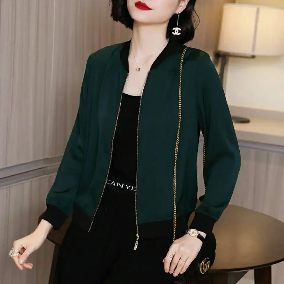 Oversized Solid Color Long Sleeve Jacket Women Summer Thin Coat Sun Protection Baseball Uniform Loose Versatile Cardigan Z978