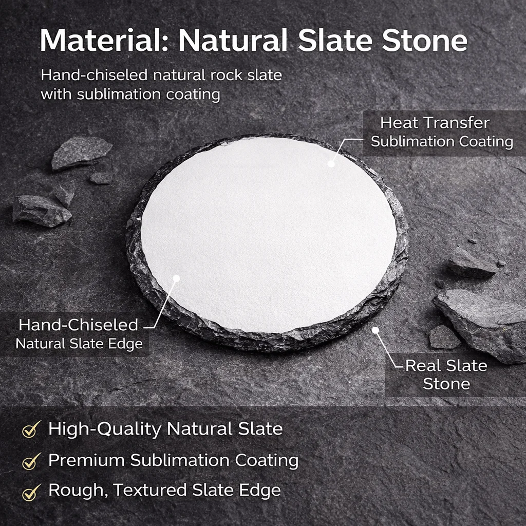 Sublimation Slate Coaster Blank, Natural Rock Stone Heat Transfer Photo Panel for DIY Printing Crafts - view 2