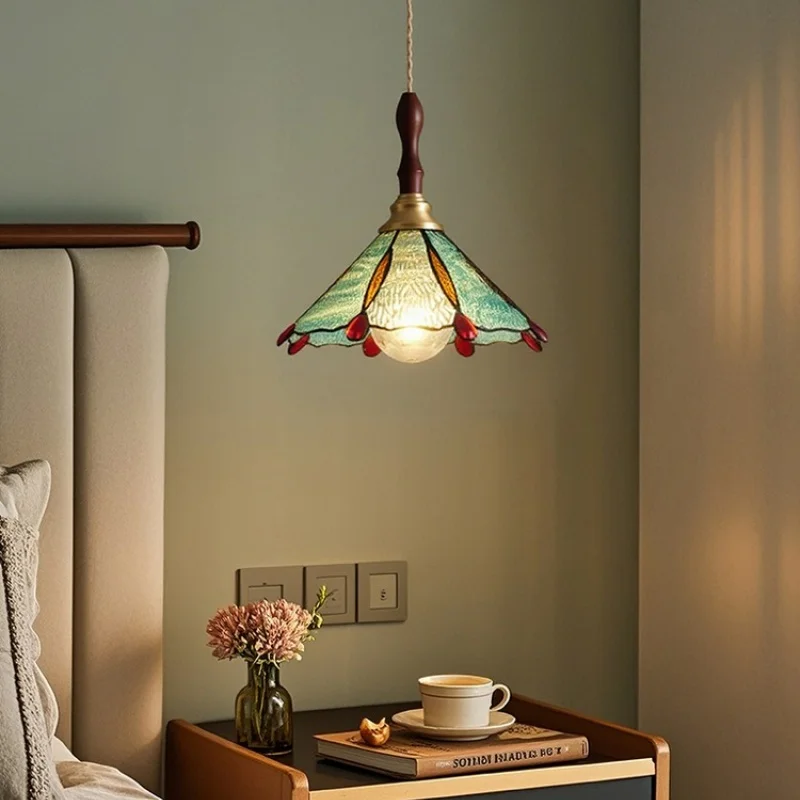 Colorful Glass Copper LED Pendant Lights Fixtures Kitchen Bedroom Living Room Beside Loft Vintage Haning Lamp Edison Bulb