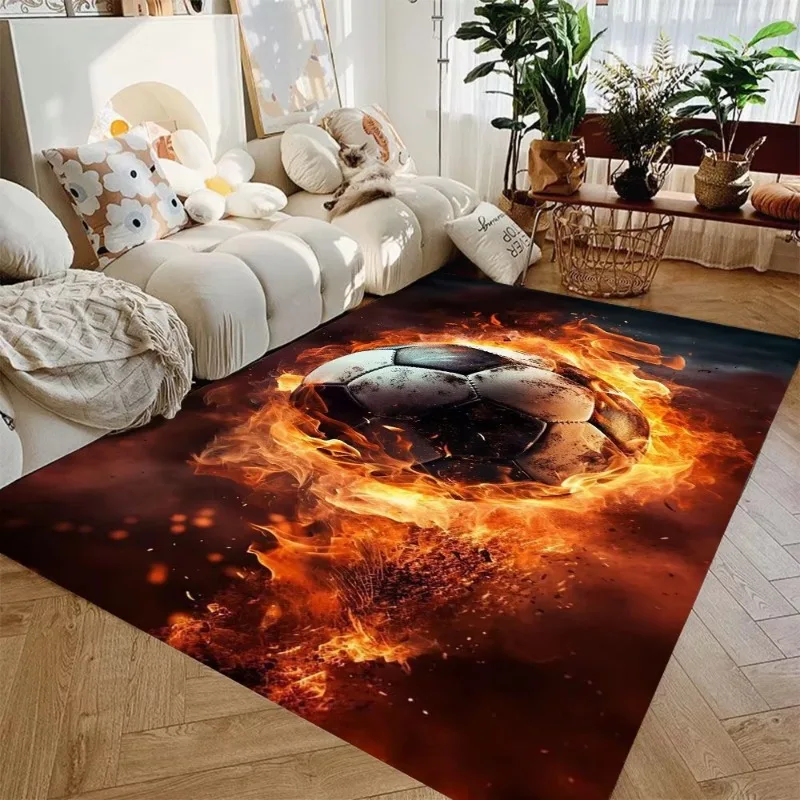 3D Ball Soccer Carpet Living Room Floor Mat Non Slip Bedroom Doormat Washable Home Hallway Area Decor Rug Kids Play Area Rug
