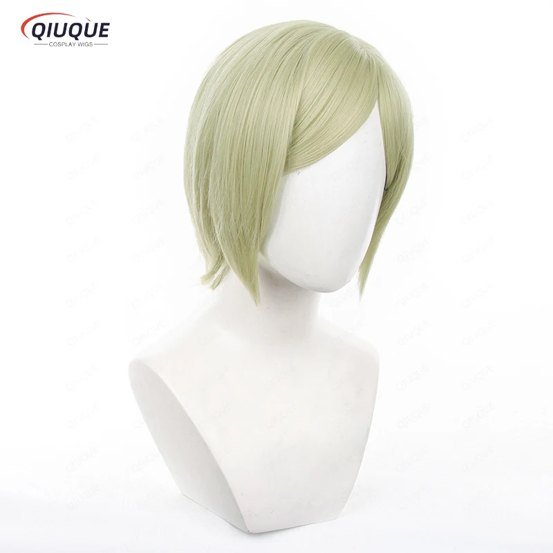 Peluca de Cosplay de Anime Nanami Kento, accesorios de corbata corta, amarillo y verde, pelucas de cabello sintético resistentes al calor + gorro de peluca