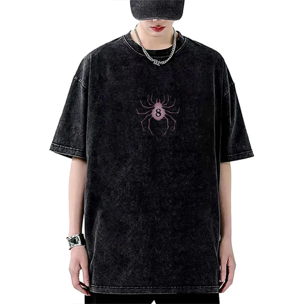 

Washed Vintage Anime Hunter X Hunter T-shirt Spider Phantom Troupe Member Shizuku Murasaki T Shirts Men Cotton Casual T-shirts