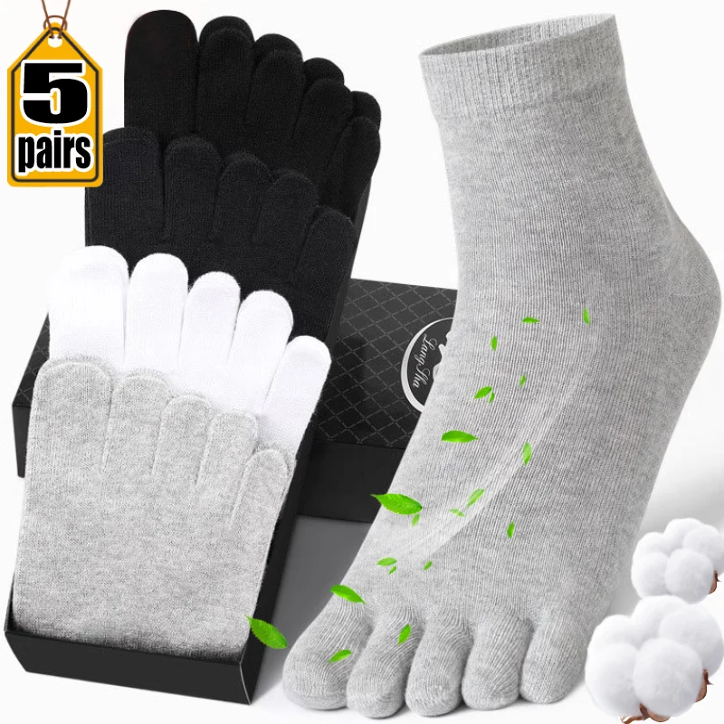 

1/5Pairs Five Fingers Toe Socks Breathable Cotton Socks Unisex Sports Running Sweat Absorbent Antibacterial Ankle Crew Socks