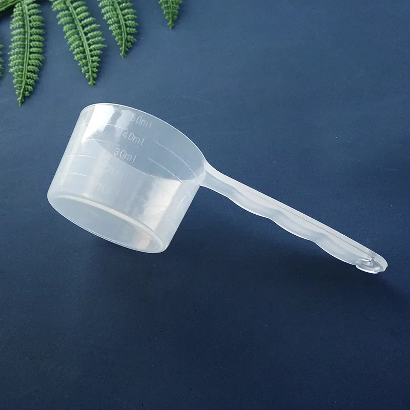 Cuchara medidora transparente de 5 piezas y 50ml, tazas graduadas para harina, arroz, herramienta de cocina portátil, cuchara de comida grande para el hogar