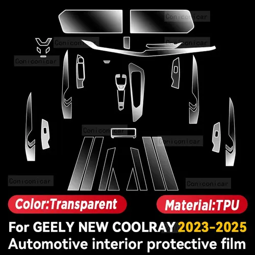 Imagen 2 del producto Para GEELY NEW COOLRAY 2025 Interior del coche consola central instrumento tablero película protectora de TPU accesorios antiarañazos