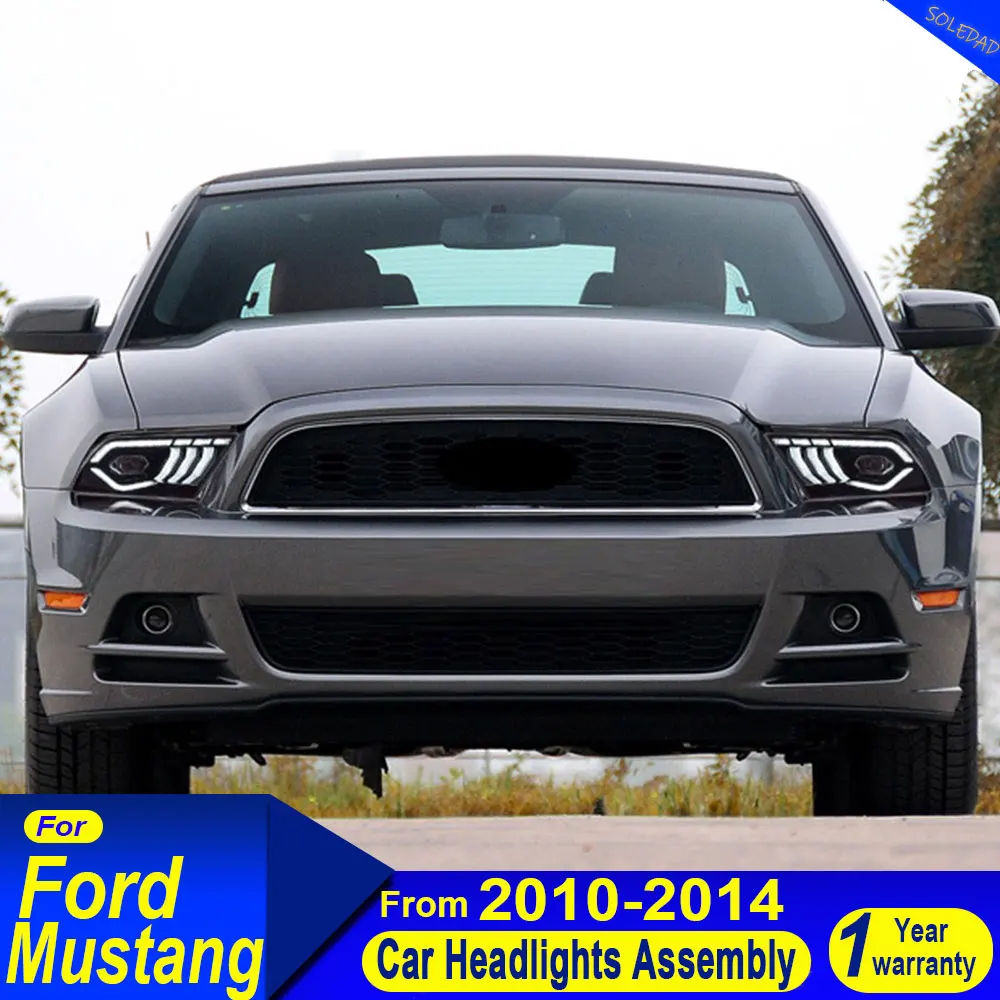 Car Headlights For Ford Mustang 2010-2014 LED Car Front Lamps Assembly Upgrade Dynamic DRL Projector Lens Tool Car Accessories