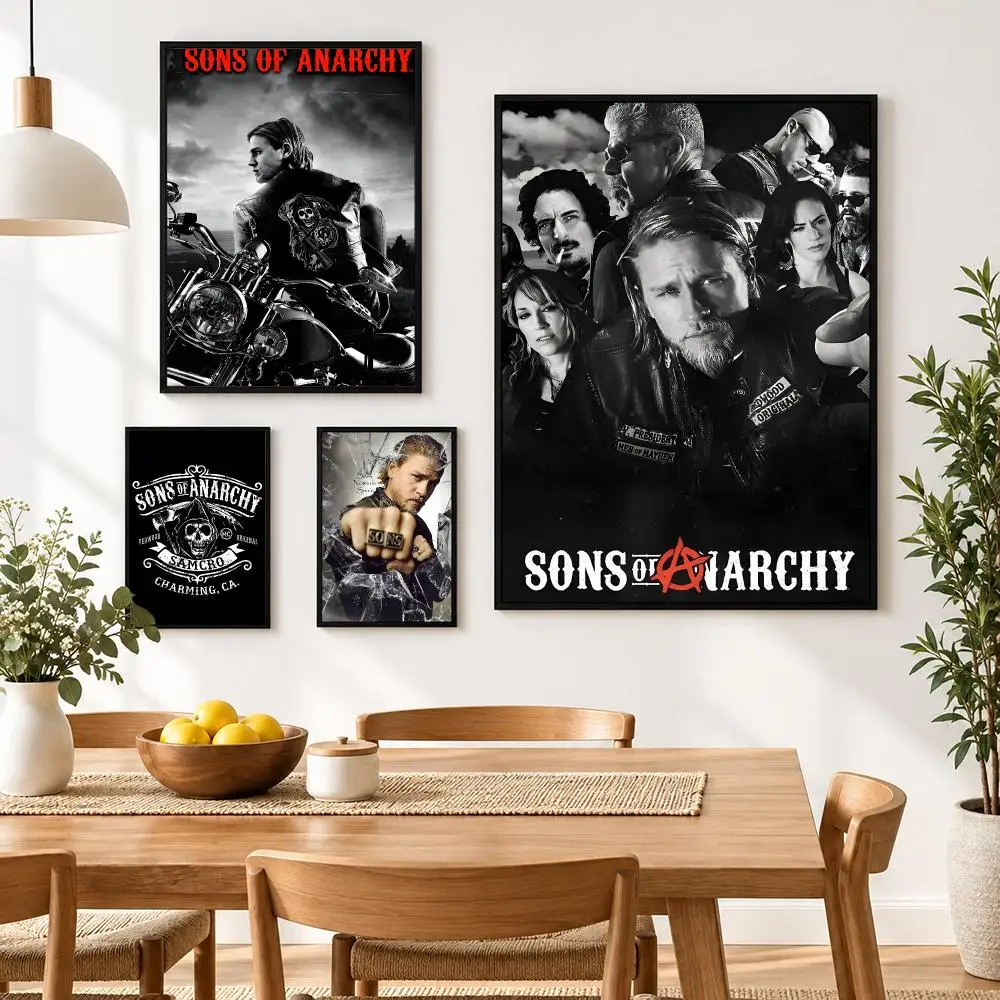 S-Sons Of A-Anarchy Crime Movie Poster Waterproof HD Modern Peel And Stick Wall Decor Living Room Dorm Garage