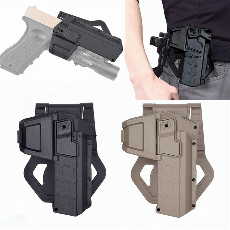 グロック用タクティカルホルスター,可動式ピストル,懐中電灯,右手マウント,ウエストガン,武器,男性用ライトアクセサリー,g17,g18,g19,1911