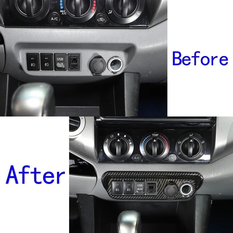 1pcs Car Central Control Cigarette Lighter Socket Trim Frame Cover Stickers For Toyota Tacoma 2011-2015 Car Accessories Interior