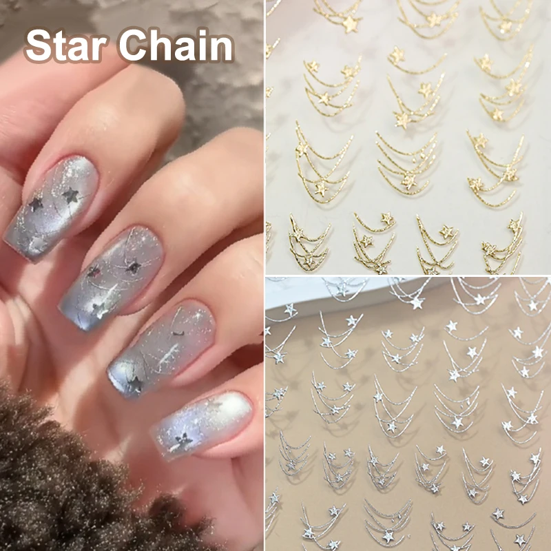 High Quality Star Nail Art Stickers Bronzing Flash Self Adhesive Sticker Nail Charm Decoration Stereoscopic