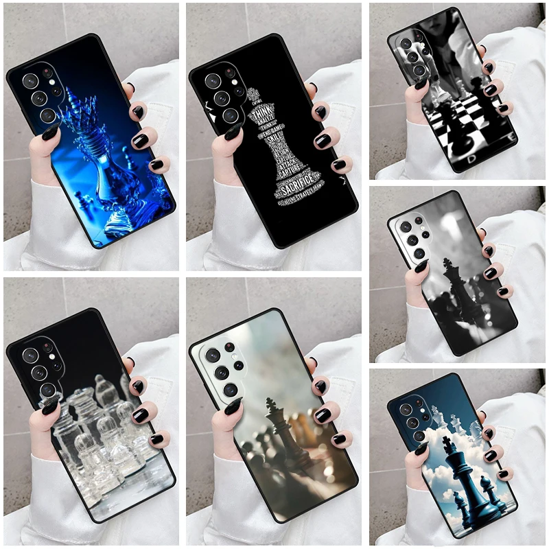 Phone Case For Samsung Galaxy S24 S23 S21fe S22 Ultra Plus Note 10 20 S8 S9 S10 Cover Glass Game Of Chess Game