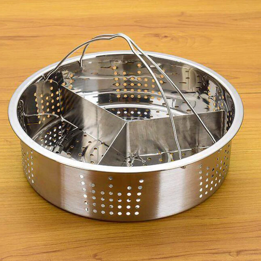 

1 set 1 Set Stainless Steel Double Handle Steamer Eco-Friendly Sanitary Large Capacity 21.1Cm Full Hole Rack 304 Separator For