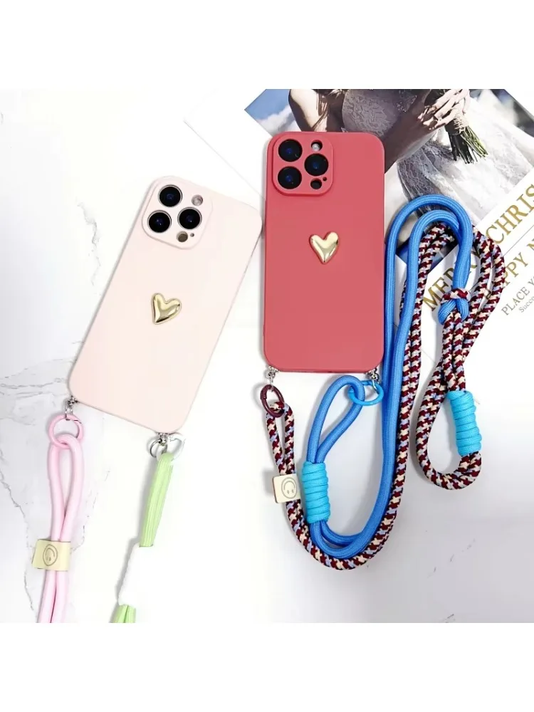 Etui z paskiem na ramię do Xiaomi Redmi 17 15 15C Note 14 Pro Plus 13 14C 13C Mi 17T 15T, odporna na wstrząsy, zabezpieczająca przed zgubieniem, z motywem serca — zdjęcie produktu 7