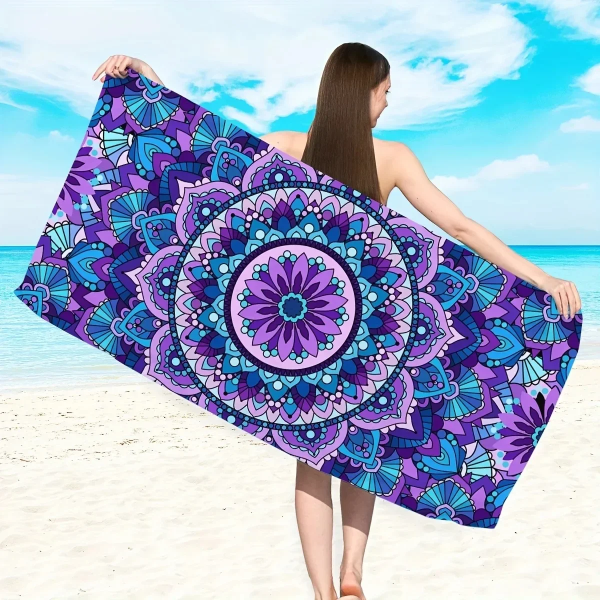 Mandala Pattern Microfiber Beach Towel - Soft, Absorbent, Quick-drying - Perfect for Swimming, Camping and Bathing