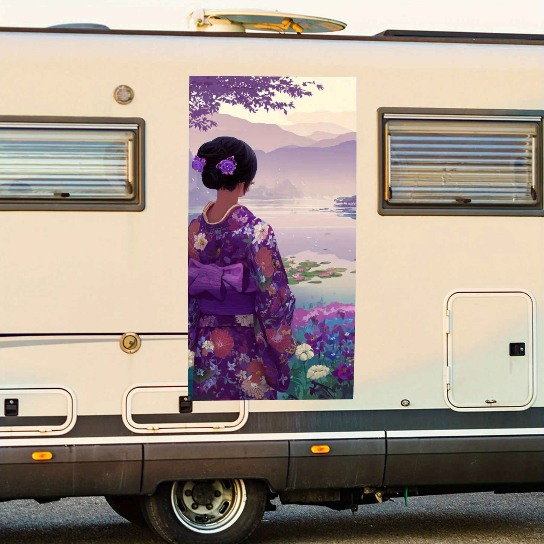 

Woman by River - Vinyl Decal for RV Rear, Waterproof Self - Adhesive Vinyl Stickers for RV Tail and Bumper, Decoration - Protect