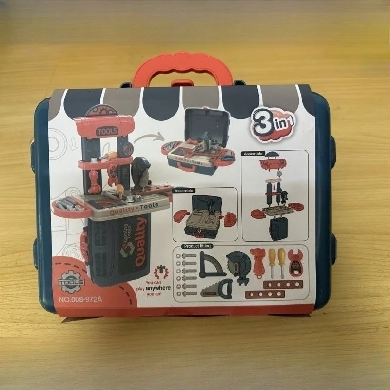 Nuevos regalos, caja de herramientas 3 en 1 para niños, herramientas de reparación de simulación de ingeniero, juego de juguetes de imitación con taladro, destornillador, Kit de herramientas, caja de juguetes