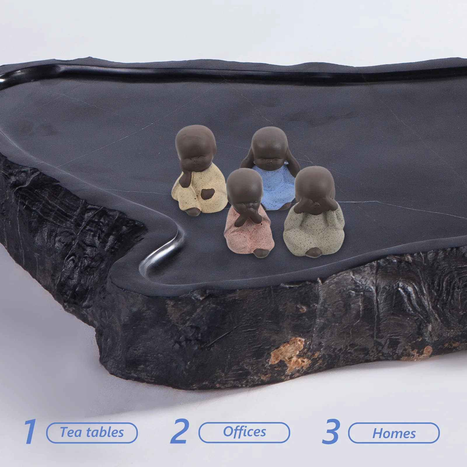 

4Pcs Purple Clay Monk Tea Pets Handmade for Tea Table Desktop Ornaments Office Home Decor Accessories Office Decor