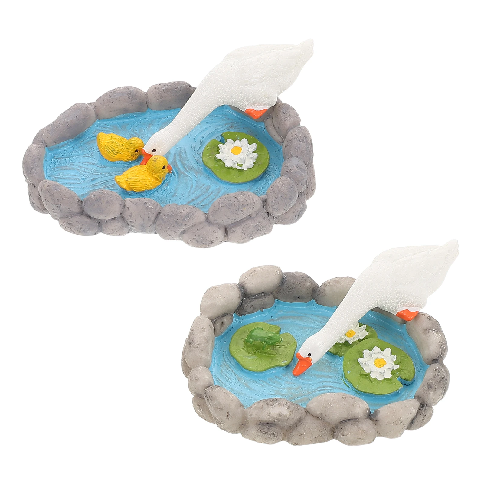Mini adornos para piscina, accesorios para estanque de peces, artesanías grandes de resina para jardín de animales, 2 uds.