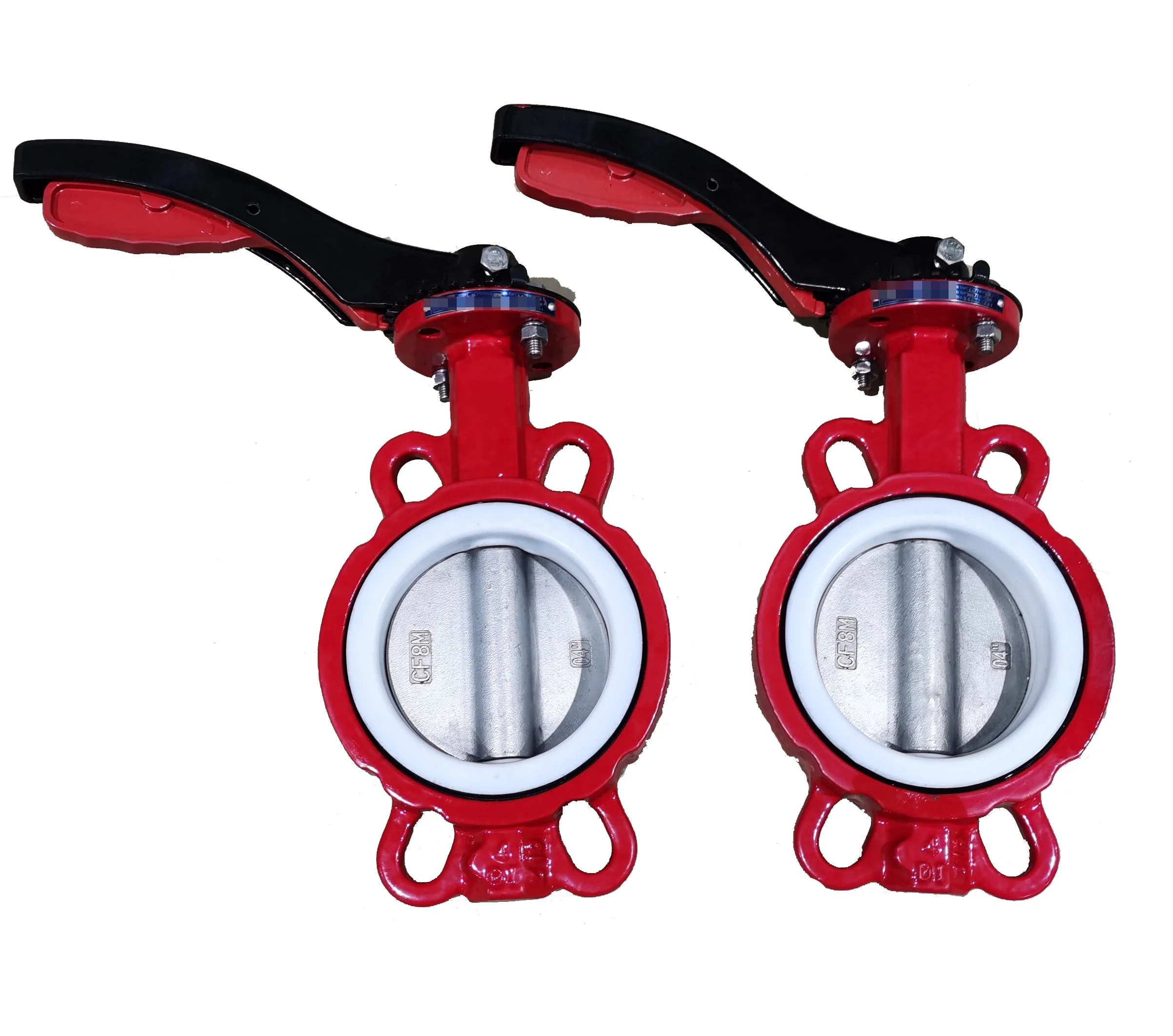 Valvola a farfalla chimica in acciaio al carbonio DN200 con disco rivestito in PTFE
