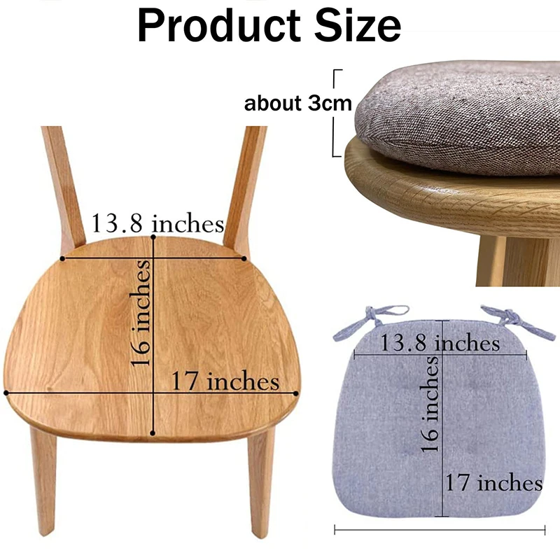 Summer Dining Chair Cushion Thickened Cotton Linen Breathable Cushion Student Horseshoe-Shaped Chair Cushion Home Supplies