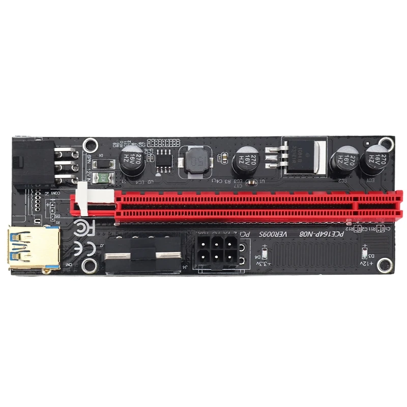 VER 009S PCIE Riser 1X bis 16X Grafik-Erweiterungskarte für GPU Mining Riser Card Extender, PCI Express Adapter, 6er-Pack