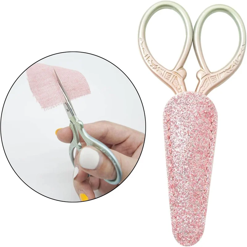 1/2Pcs Embroidery Scissors Protective Cases PU Leather Sewing Scissors Protective Cover DIY Scissors Sleeve Random Color