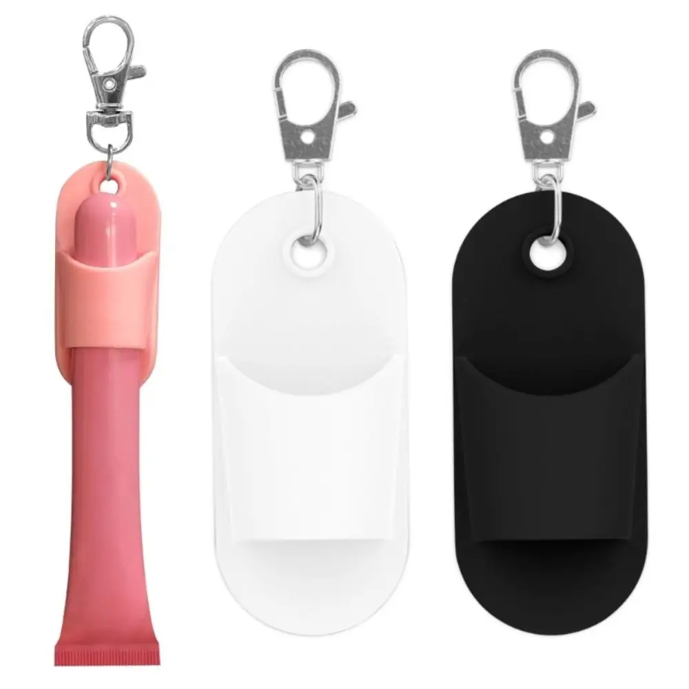 Portable Silicone Lanyard Pen Holder Anti-Lost Multi-functional Lip Balm Holder Keychain Solid Color Pen Holder Keychain