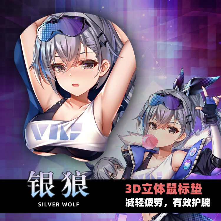 

Anime Honkai: Star Rail Silver Wolf Cosplay 3D Soft Silica Gel Mouse Pad Wrist Rest Gaming Keyboard Desk Playmat Gifts