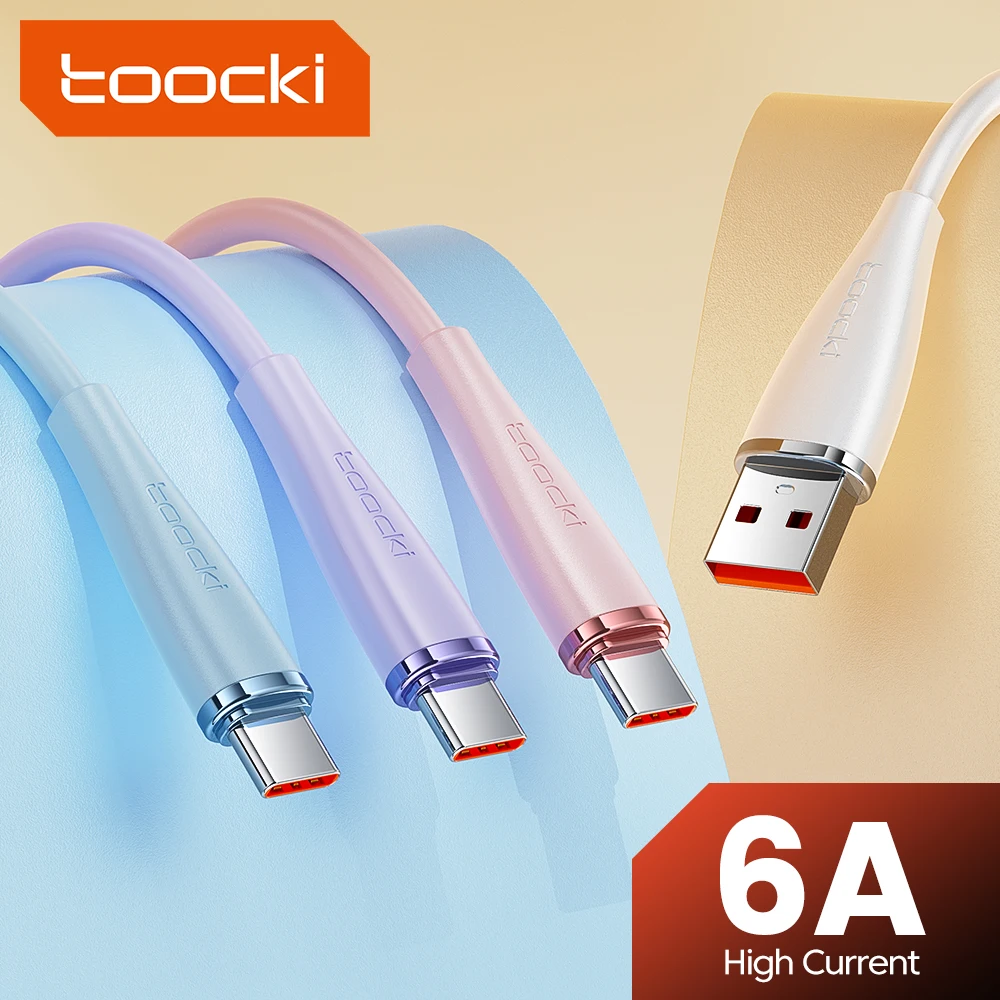 Toocki 6A USB Typ C Kabel Weiches TEU 100W Schnellladekabel für iPhone Huawei Honor Xiaomi Samsung Handy Ladekabel Datenkabel